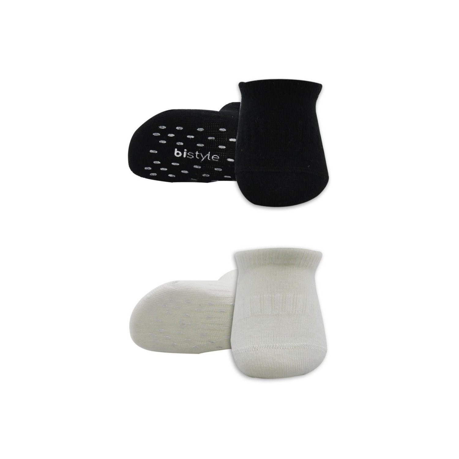 Bistyle 2'li Basic Kaymaz Çorap 20103 Siyah-Ekru