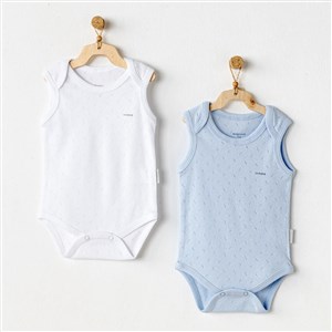 Andywawa 2'li Basic Bebek Body AC25553 Mavi-Beyaz