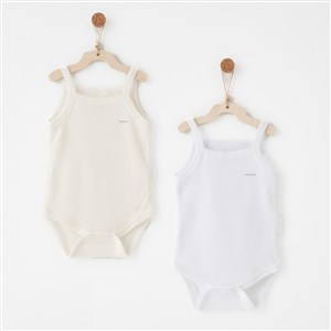 Andywawa 2'li Bebek Body AC26760 Ekru-Beyaz