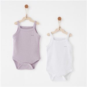 Andywawa 2'li Bebek Body AC26760 Lila-Beyaz