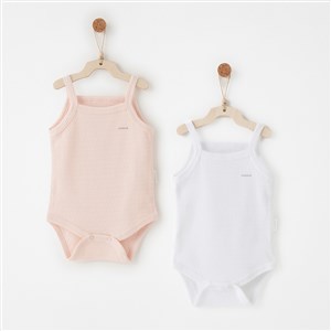 Andywawa 2'li Bebek Body AC26760 Pembe-Beyaz