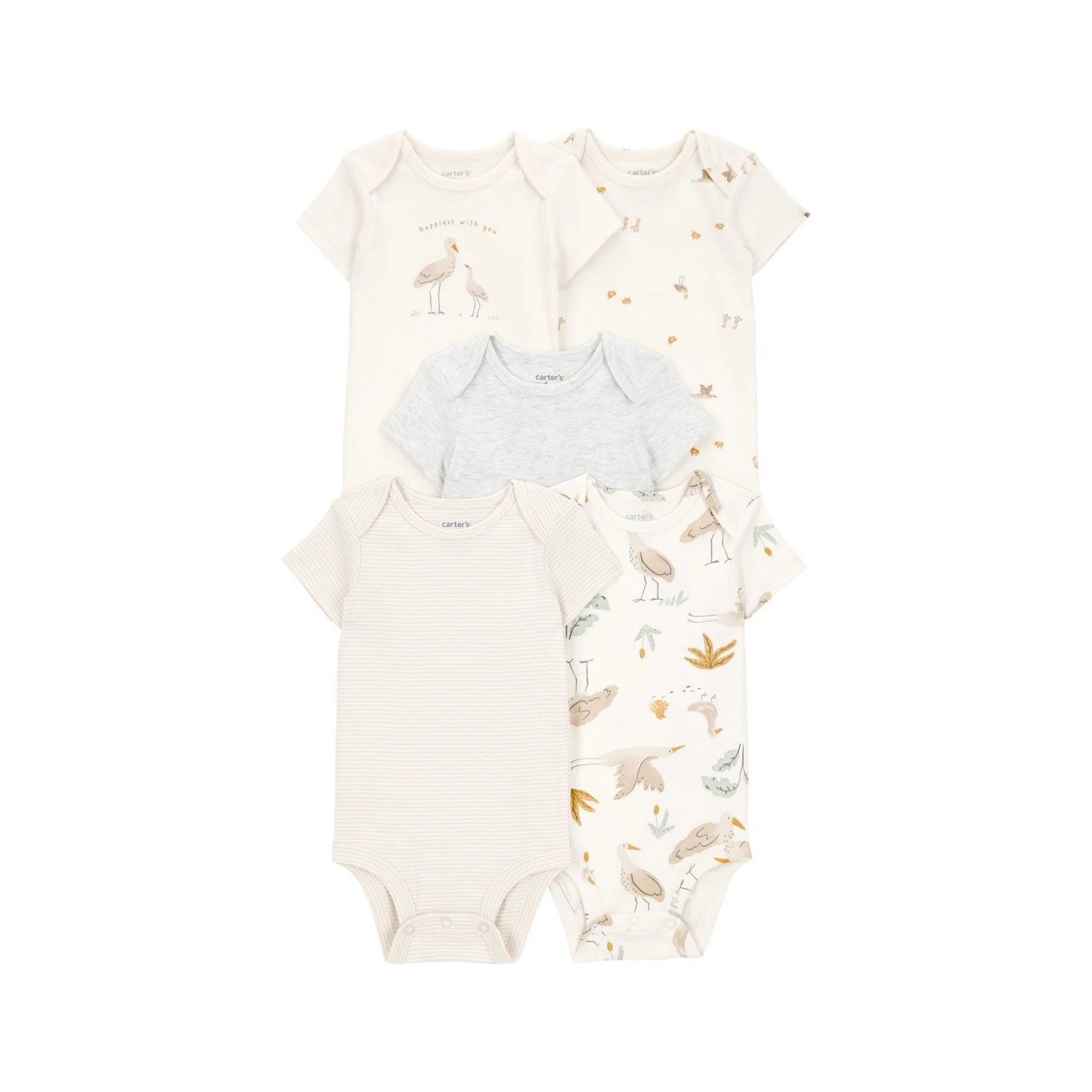 Carter's  Layette Bebek Kısa Kollu 5'li Body 1T006810 Fildişi