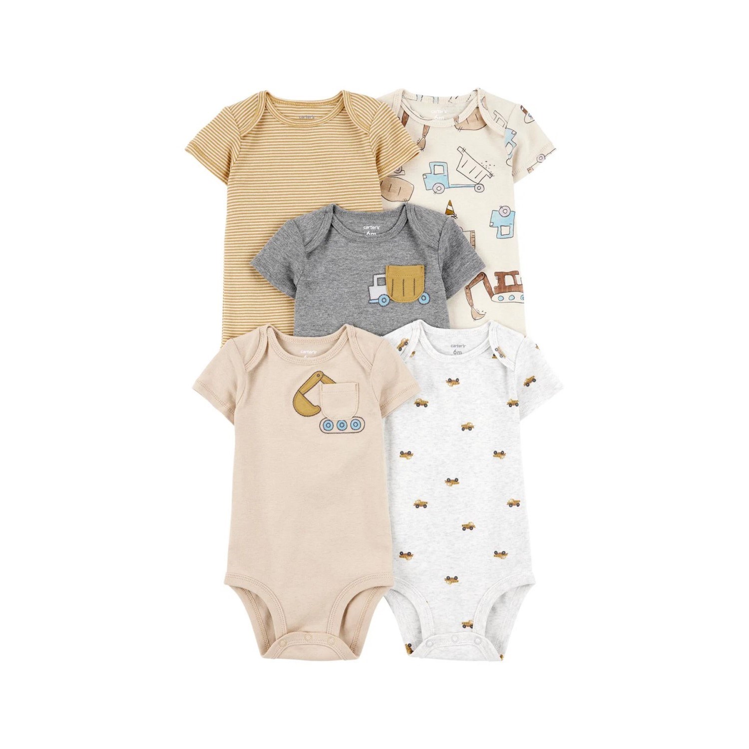 Carter's Layette Erkek Bebek Kısa Kollu 5'li Body 1T008910 Çok Renkli