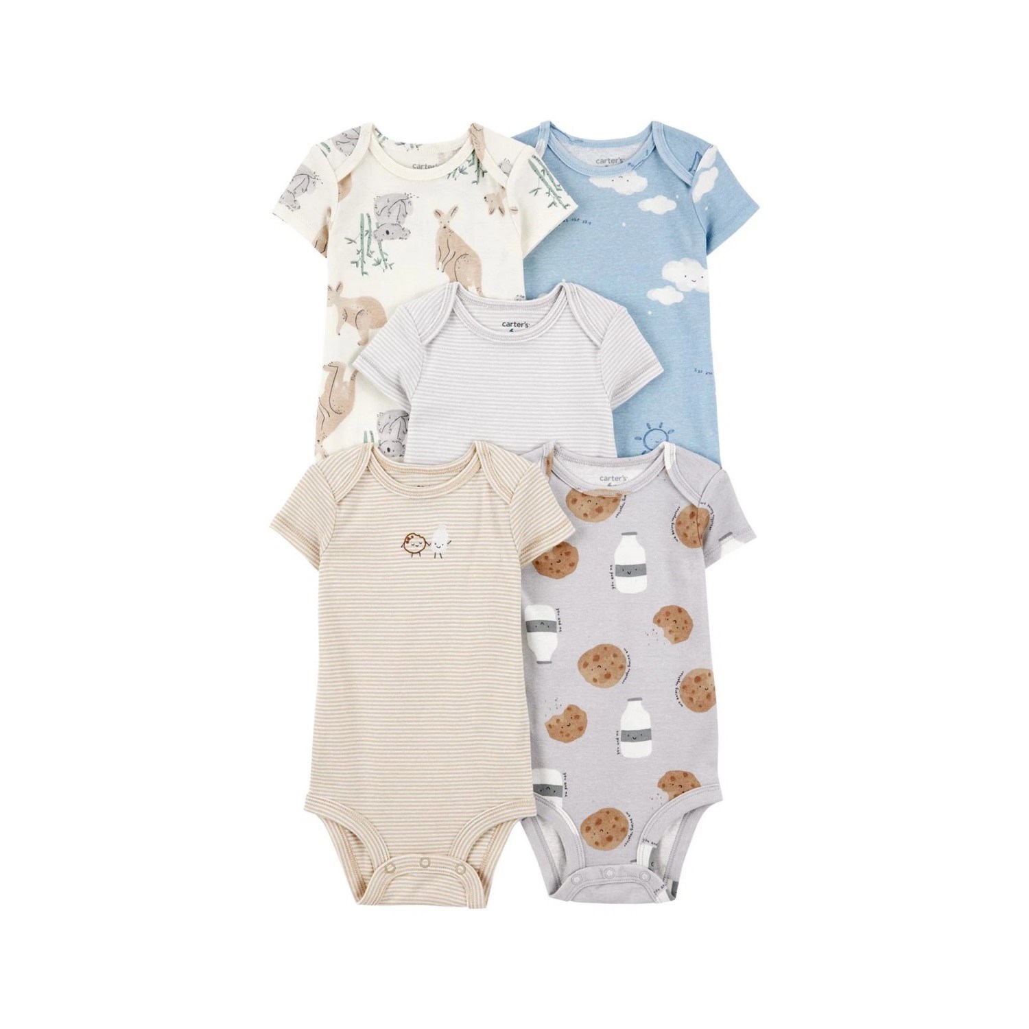 Carter's Layette Erkek Bebek Kısa Kollu 5'li Body 1T009310 Çok Renkli
