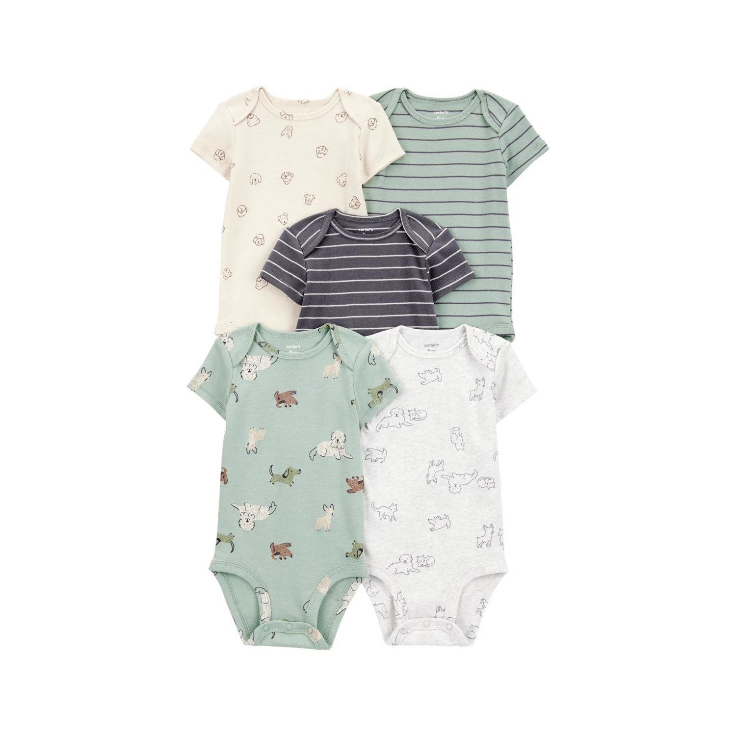 Carter's Layette Erkek Bebek Kısa Kollu 5'li Body 1T009410 Çok Renkli