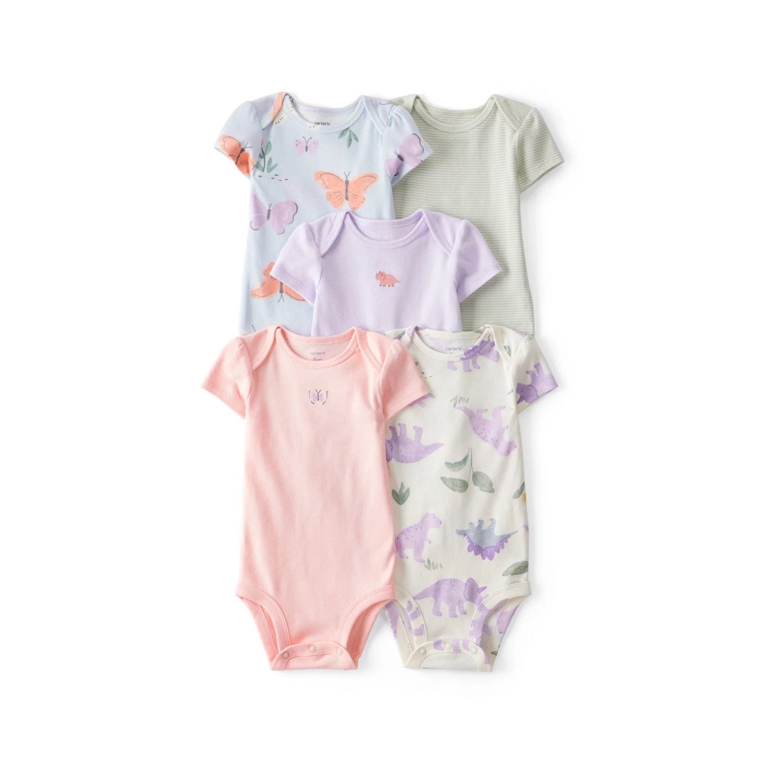 Carter's Layette Kız Bebek Kısa Kollu 5'li Body 1T009910 Çok Renkli