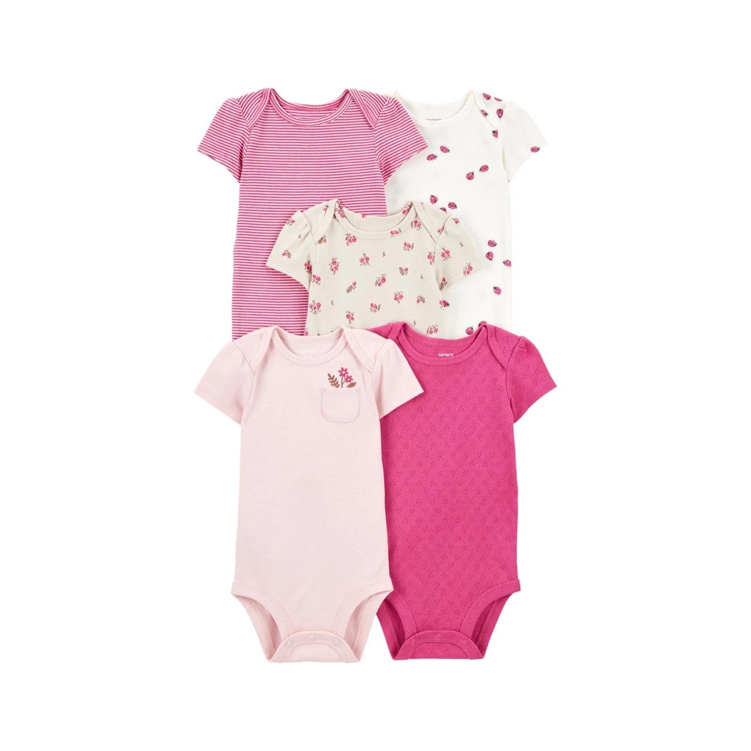Carter's Layette Kız Bebek Kısa Kollu 5'li Body 1T010210 Çok Renkli