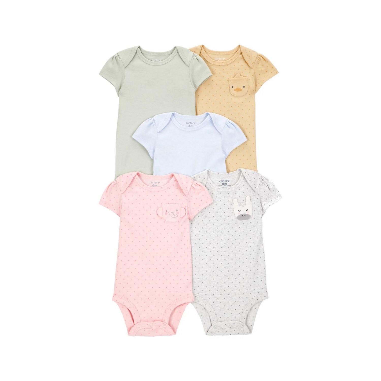 Carter's Layette Kız Bebek Kısa Kollu 5'li Body 1T010410 Çok Renkli