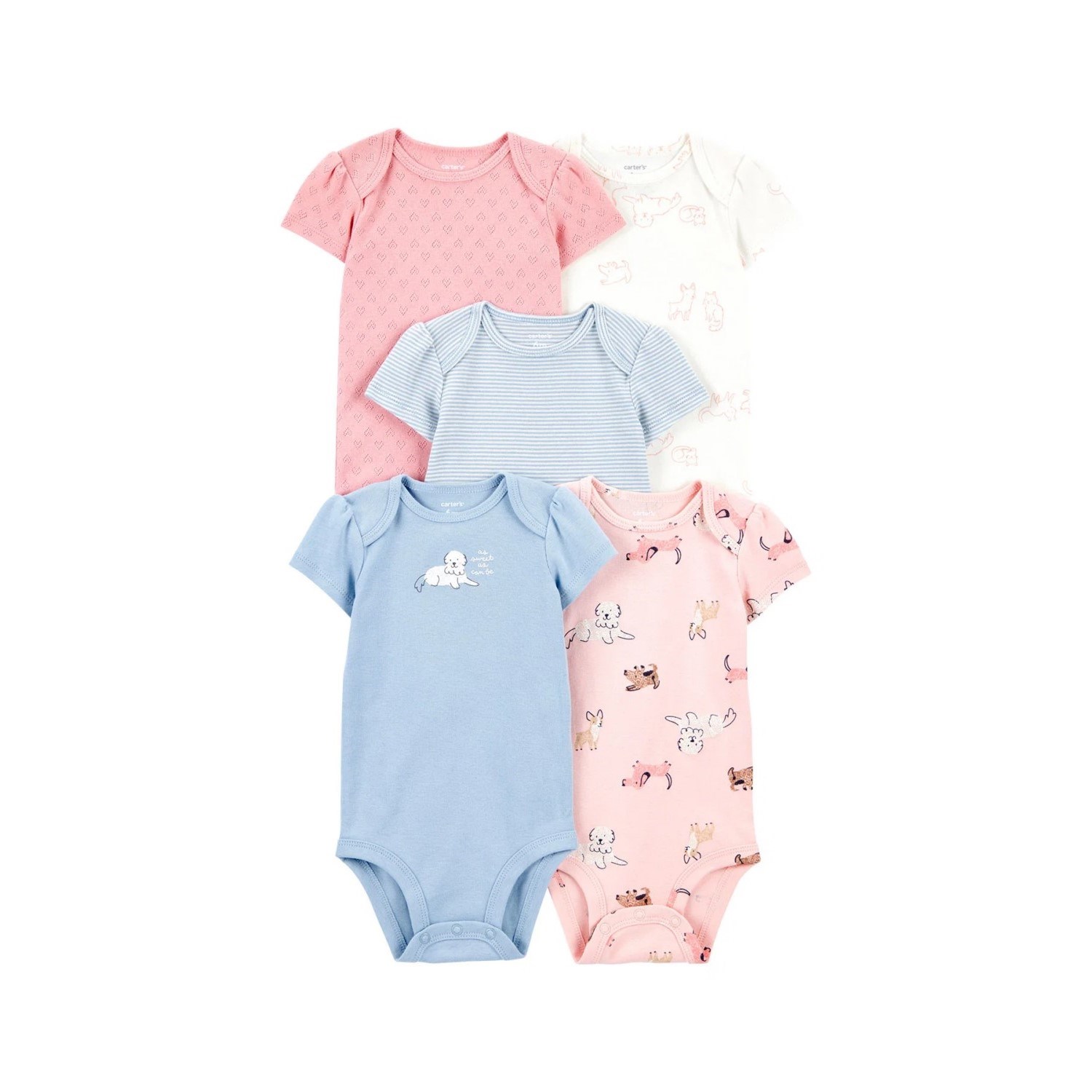 Carter's Layette Kız Bebek Kısa Kollu 5'li Body 1T010610 Çok Renkli