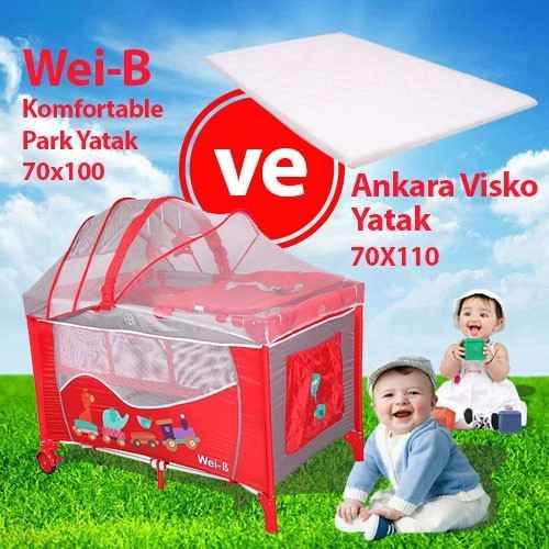 WeiB WB5103 Park Yatak Kampanyası GriKırmızı İlke Bebe