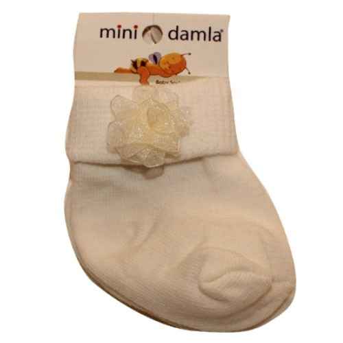 Mini Damla Güllü Tek Çorap Krem
