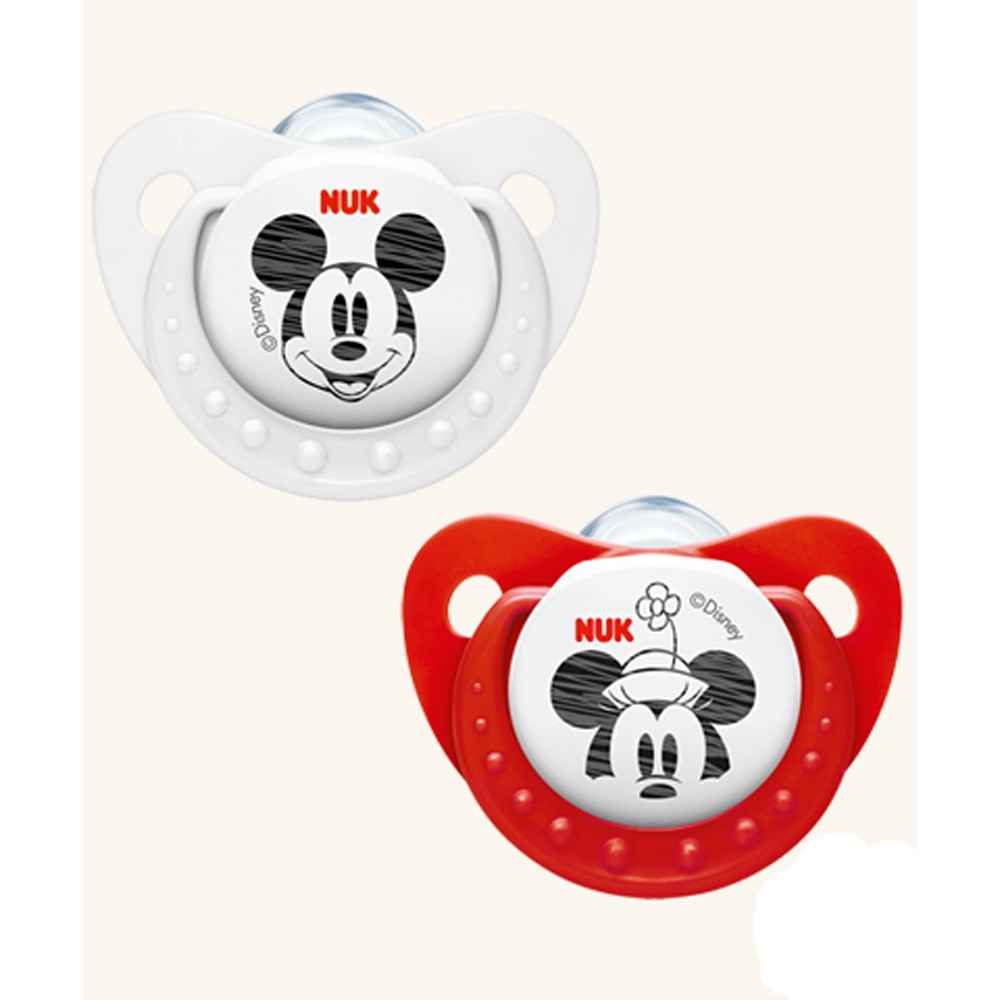 Nuk Disney Mickey Silikon Emzik No:1 (İkili) Kırmızı