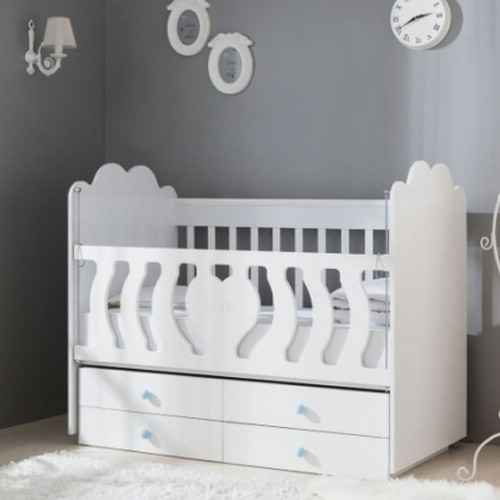 Belis 7714 Mdf Korkuluklu Beşik 70x130 Beyaz-Mavi