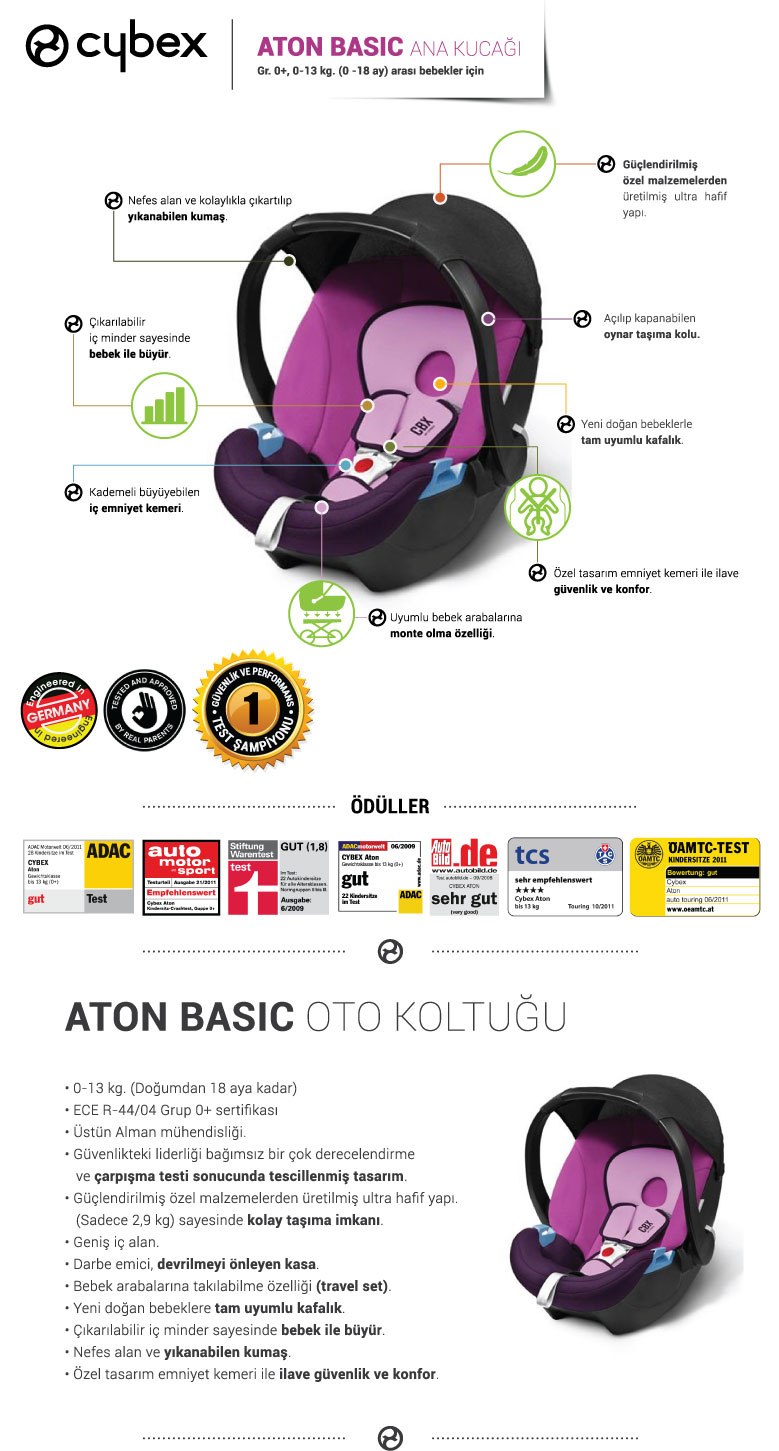Cybex Aton Basic Bebek Oto Koltuğu 0-13 Kg Rumba Red | İlke Bebe