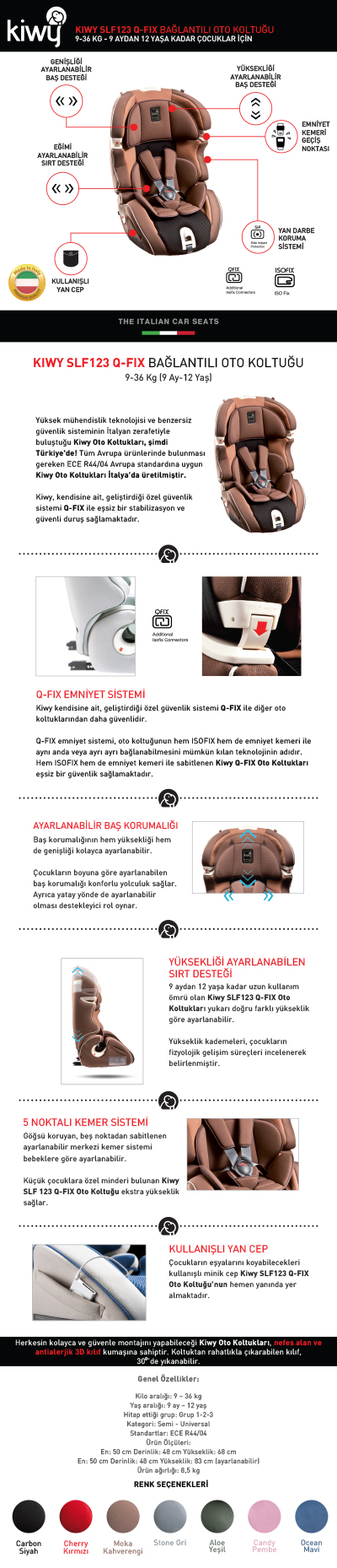 Kiwy SLF123 Q-fix Bebek Oto Koltuğu 9-36 Kg
