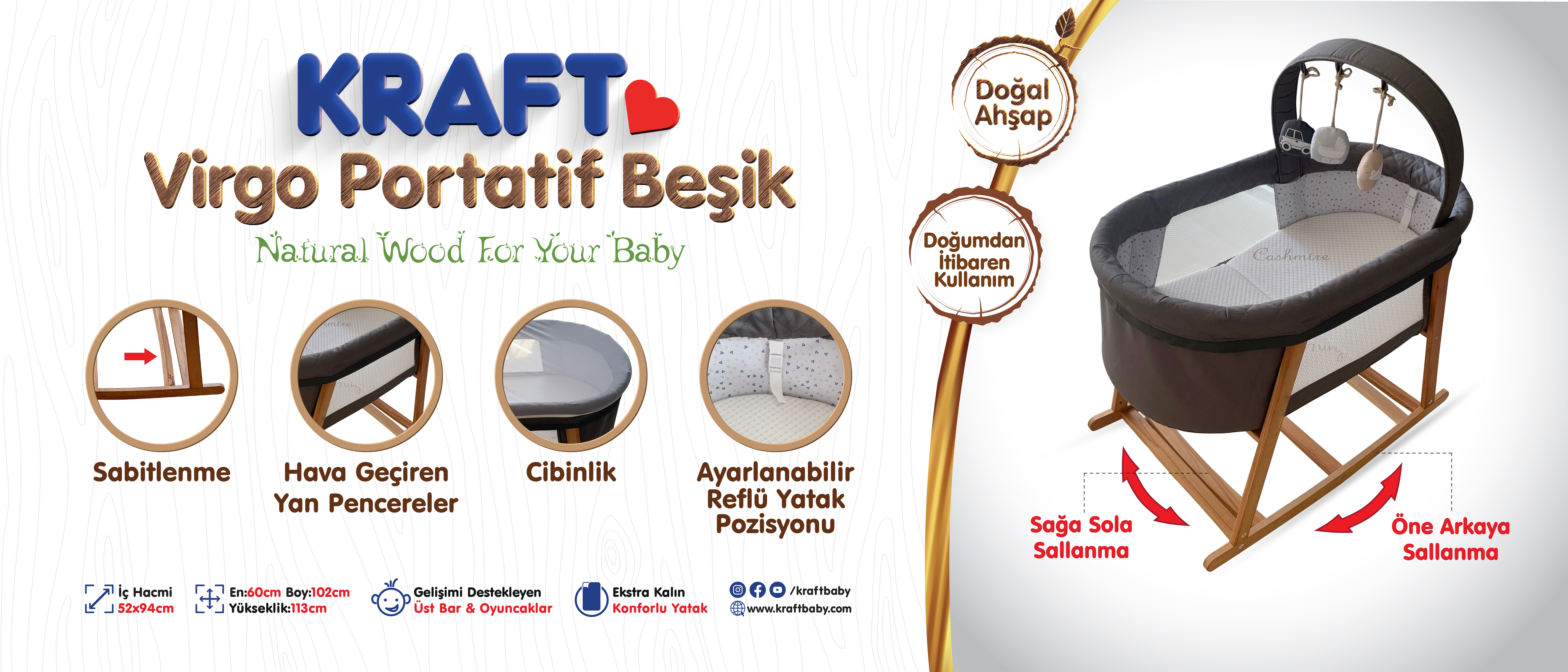 Kraft Virgo Çift Sallanır Anne Yanı Beşik